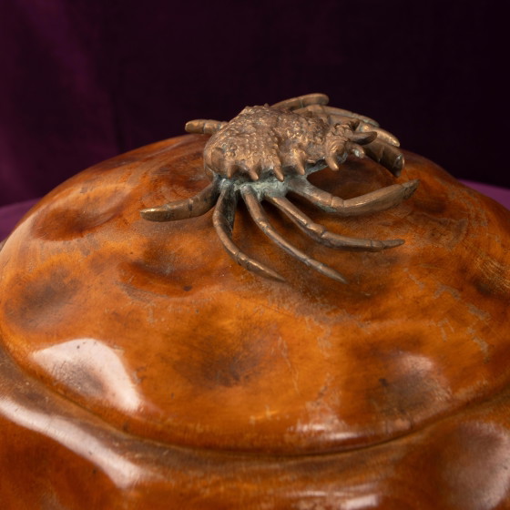 Aldo Tura gesneden perenhouten doos met deksel en bronzen krab 1940 – Schalen (photo 13 of 20)