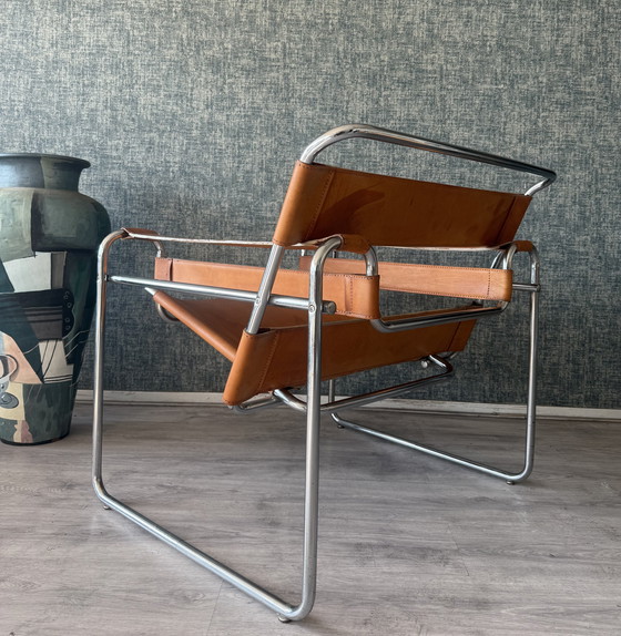 Image 1 of Vintage Wassily stoel – Cognacbruin leer – Fasem