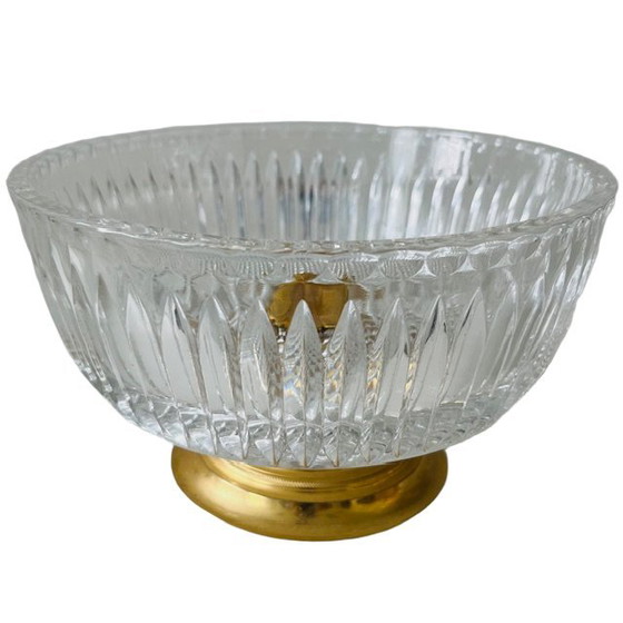 Image 1 of Bomboniera d'epoca in cristallo su base in ottone dorato 1950