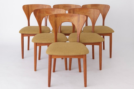 Set of 6 Niels Koefoed “Peter” Teak Dining Chairs, Denmark 1960s–1970s | Danish Mid-Century Modern Vintage Chairs