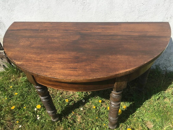 Console half moon beech and walnut (photo 3 of 4)