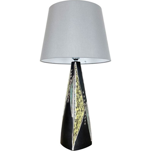 Vintage "Burgundia" ceramic table lamp by Sorensen and Jensen for Soholm, Denmark 1950s