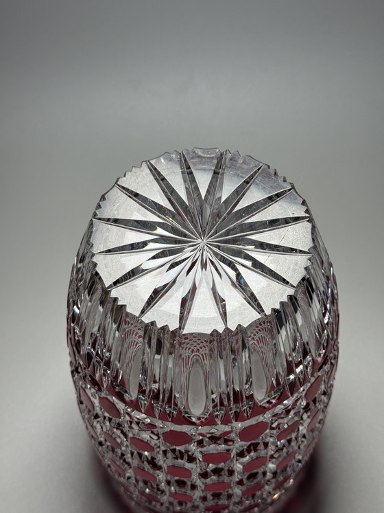 Image 1 of Rare Hand-Cut Overlay Crystal Vase in Ruby – Cristallerie de Lorraine, 1930s