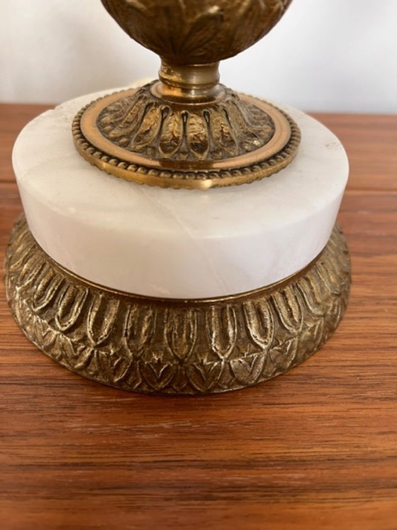 Image 1 of Lampada da tavolo vintage in onice e ottone.