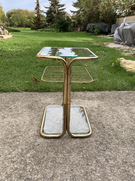 Brass and Glass Side Table, Italy, 1970s – Hollywood Regency (photo 4 of 6)