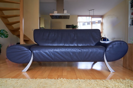 Precioso Rolf Benz de 2,5 plazas - cuero azul oscuro