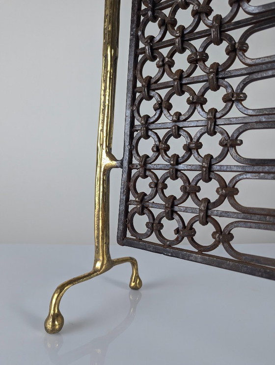 Image 1 of Bronze and Wrought Iron Fireplace Screen by David Marshall, 1970s