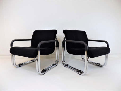 Fauteuils Bauhaus en acier tubulaire Cazzaro, set de 2