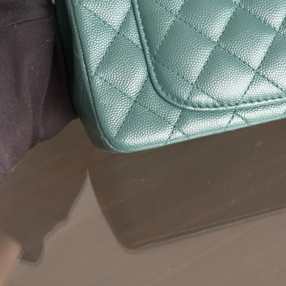 Image 1 of Chanel Chanel Classic Flap Mini - Caviar 20CM Trapuntato Verde Scuro Hardware Oro Serie 24