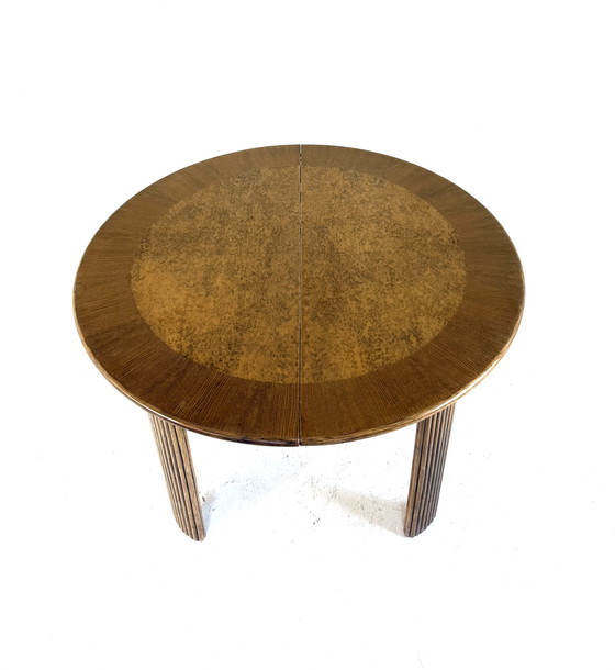 Image 1 of Vintage wortenoten verlengbare eettafel, Italië ‘70