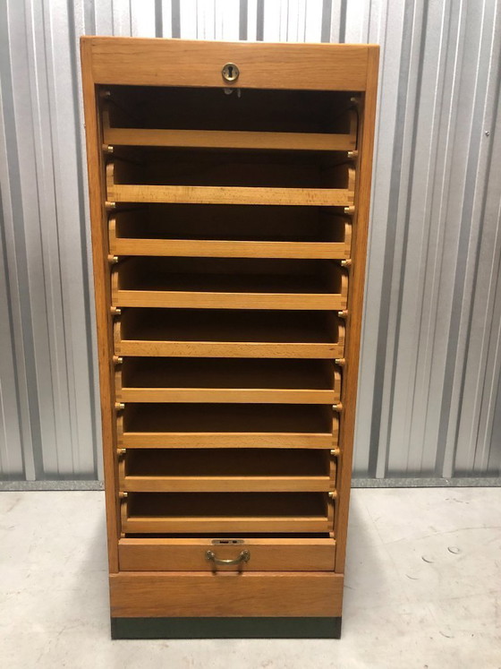 Image 1 of Vintage filing cabinet with roller shutter, 1950s