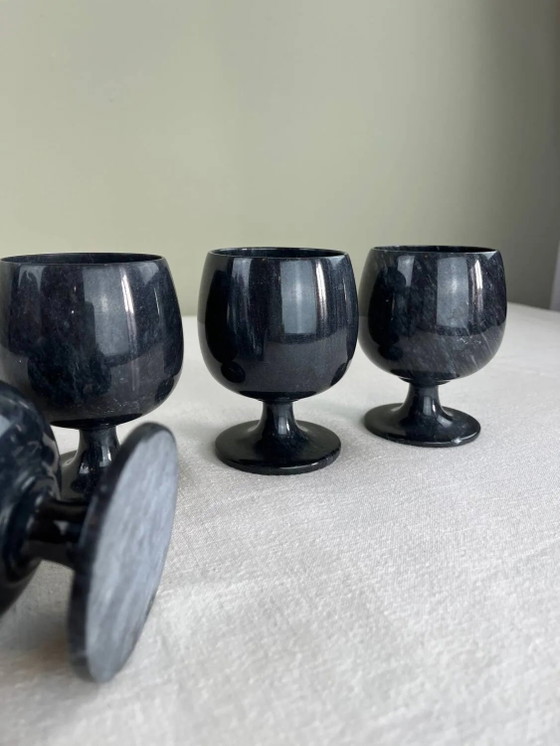 Zwarte marmeren vazen – Glazen & Karaffen, Marble, Vintage (photo 5 of 8)
