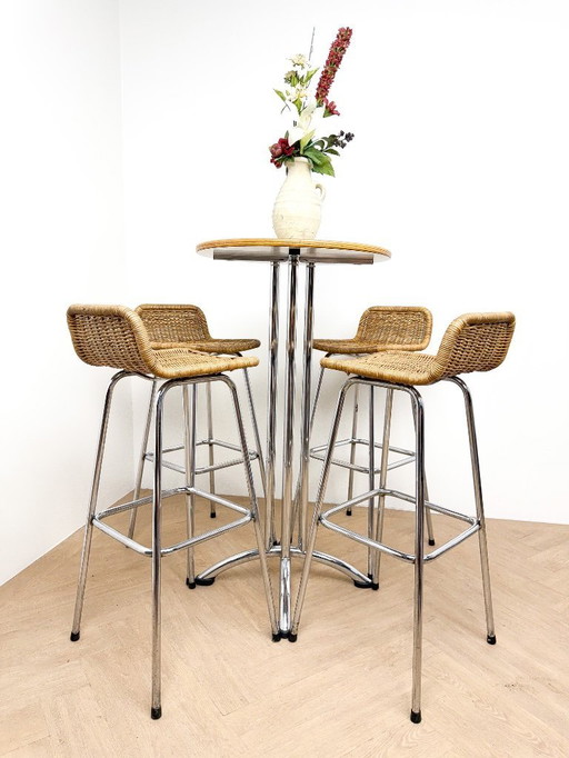 4 x in the style of Rohé Noordwolde, Dirk van Sliedregt, high bar stools with bar table