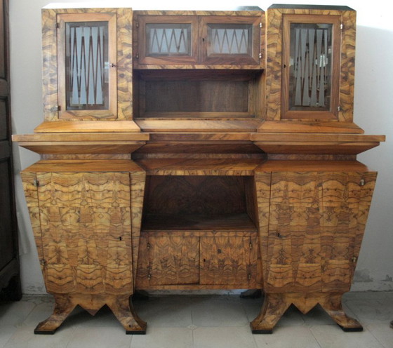 Image 1 of Crédence Art Déco en Bois d'Olivier, Ministre Bottai, Italie, 1933 Design