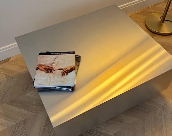 Image 1 of Coffee table brushed stainless steel 100x100x25