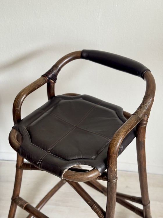 Image 1 of Vintage Bamboo Barstools Horsnaes Denmark 1970s