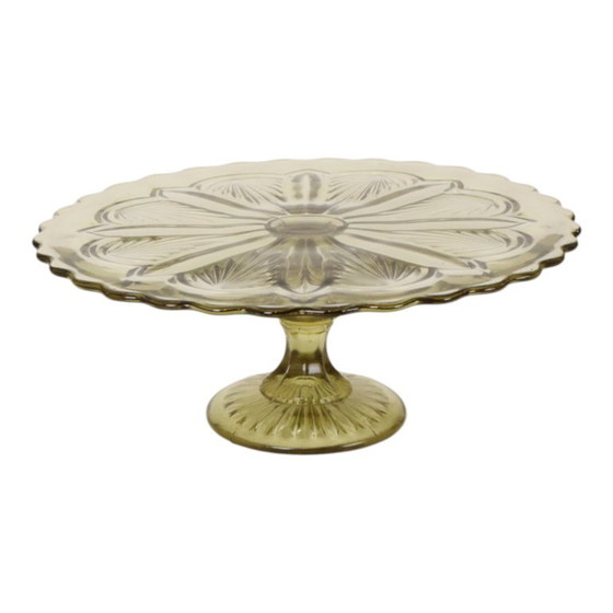 Fuente para pasteles Art Déco, fuente para repostería, vidrio prensado, 27 cm. – Accesorios de mesa, Glass (photo 10 of 11)