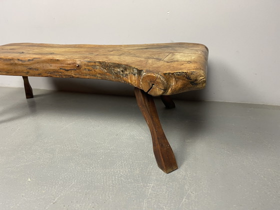 Image 1 of Brutalistische Wabi-Sabi salontafel van massief hardhout met vrije vorm, jaren 70. Ref.: CT1000