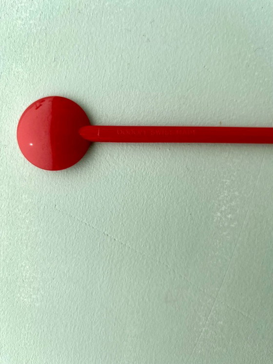 Image 1 of 6x Bodum glazen Denemarken jaren 70/80 postmodern vintage design roestvrijstalen lepel rood