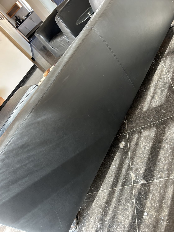 Image 1 of Set divano-poltrona-pouf Gelderland 4800 in pelle nera