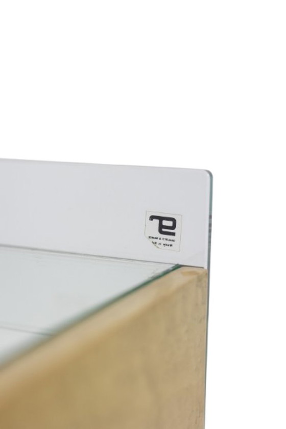 Image 1 of Ein Paar Nachttische oder Sofa-Enden aus Messing, Glas und Spiegel. 70er Jahre.