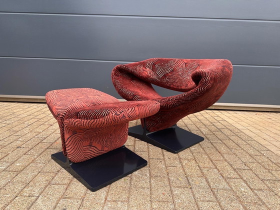 Image 1 of Sedia Ribbon Artifort + Pouf Pierre Paulin in tessuto Pierre Frey. Condizioni perfette!!