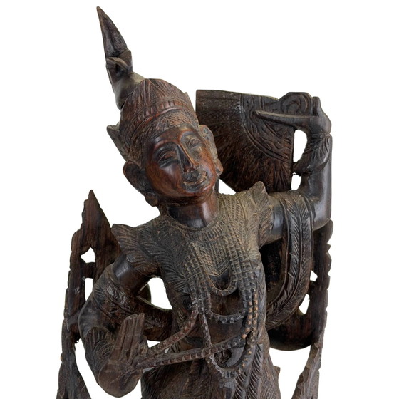 Kinnari antiguo, Birmania (Myanmar), estilo Mandalay, ca. 1880–1920 Teca maciza tallada a mano Antigüedad (photo 7 of 9)