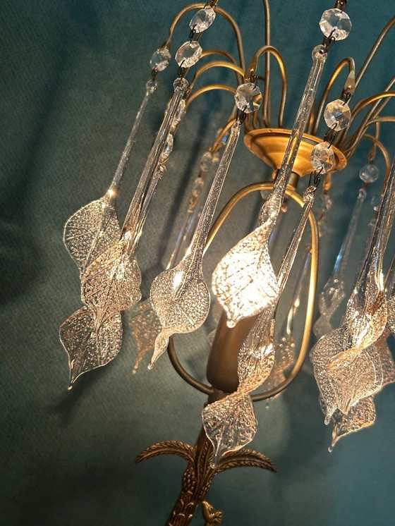 Image 1 of Vintage Crystal Table Lamp Giraffe With Palm Tree