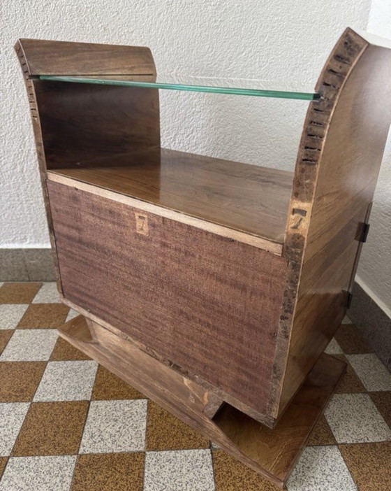 Image 1 of Chevet Art Déco bois et miroir