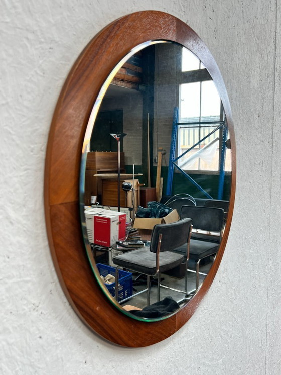 Image 1 of Vintage Danish Teak Mirror, Round, 1970s