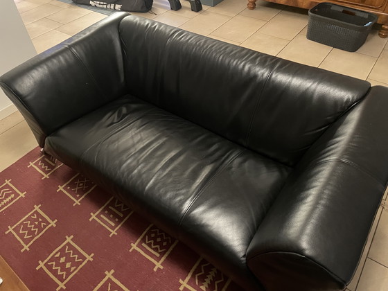 Image 1 of Rolf Benz 322 deux canapés 2,5 places en cuir noir