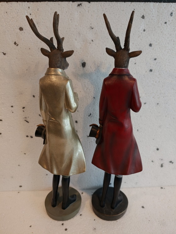 2 stuks Clayre & Eef Beeld Hert 9x8x36 cm Kunststof – Beeldhouwkunst, Plexiglass, Polyester (photo 3 of 5)