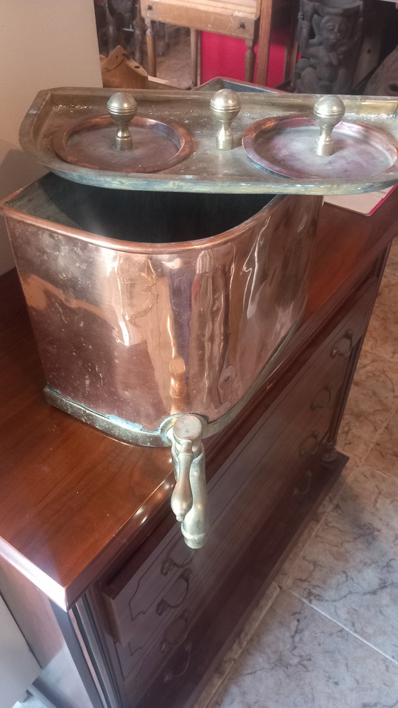 Image 1 of 19e-eeuwse koperen haardketel