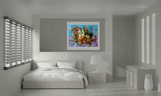 Original Ölgemälde Abstrakte Krüge Früchte Stillleben – Gemälde & Zeichnungen, Canvas (photo 3 of 9)