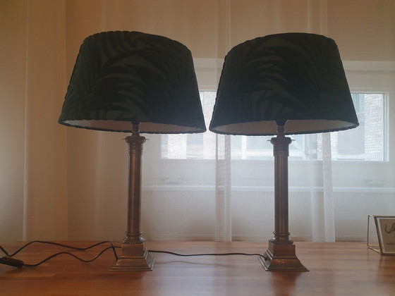Splendido Set Lampade a Colonna Vintage Herda Ottone – Hollywood Regency - Stile Impero - Neoclassico - (photo 10 of 15)