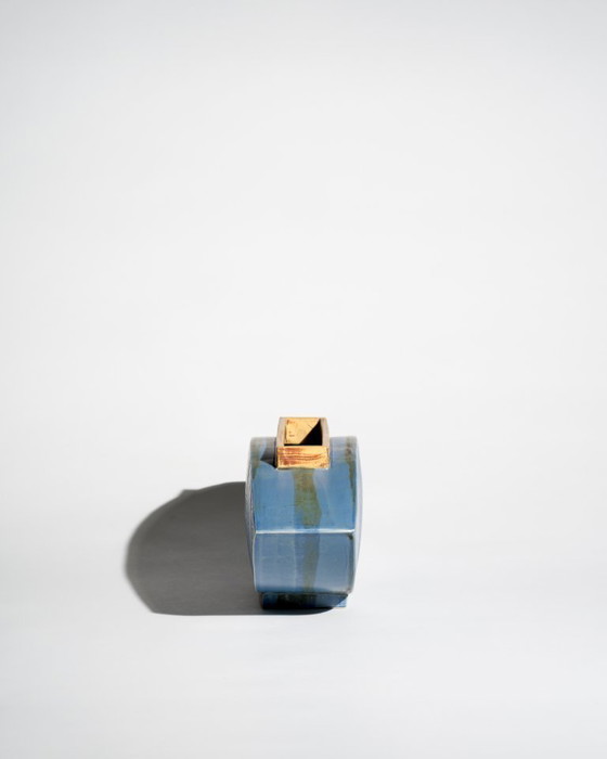 Image 1 of XL Architectural Sculptural Ikebana Form Signed European Studio Ceramic Vessel