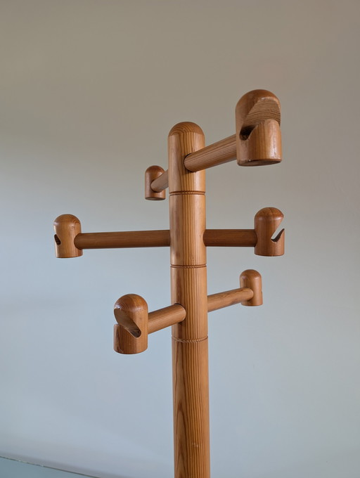 vintage Deense staande kapstok massief hout 