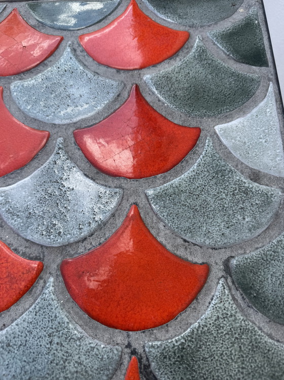 Image 1 of 1950s ceramic coffee table with scale pattern