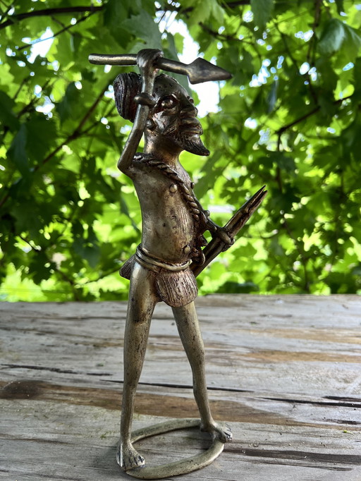 Antique African statuette brass copper ca 1950