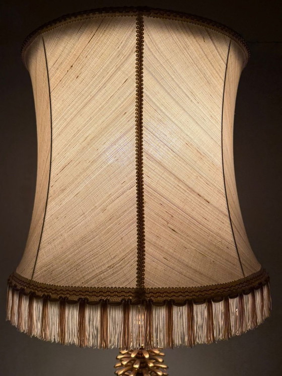 Image 1 of Set of 2 table lamps by Maison Charles, Hollywood Regency, pine cone/pine, France, 1970s