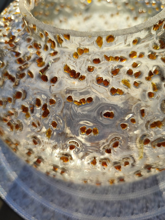 Image 1 of 1960s/70s Brutalist Pendant Lamp – Honsel Lighting – Wrought Iron & Frosted Glass