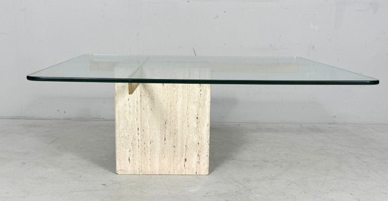 Image 1 of Artedi Travertin Couchtisch/Beistelltisch, Italien, 1970er Jahre