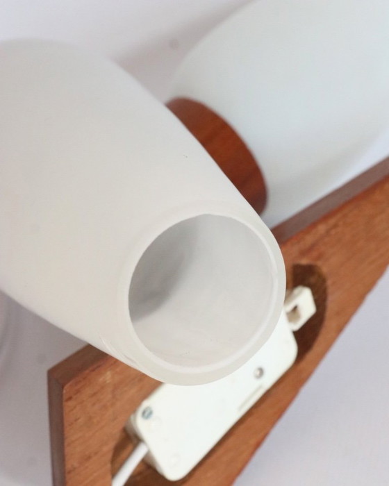 Image 1 of Ensemble de lampes murales vintage en teck et verre dépoli