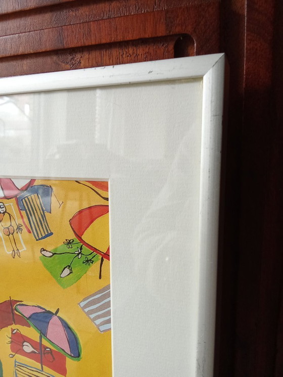 Image 1 of Sérigraphie "plage" signature de Michel Paut, 1991