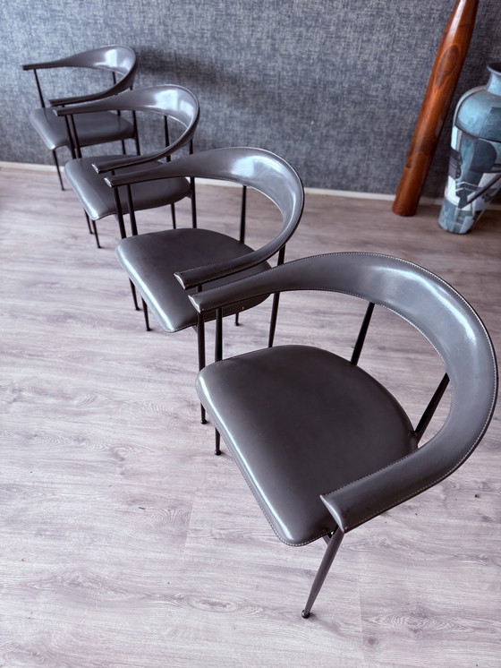 Image 1 of 4x poltrone vintage in pelle Fasem p40, Vegni & Gualtierotti, anni '90