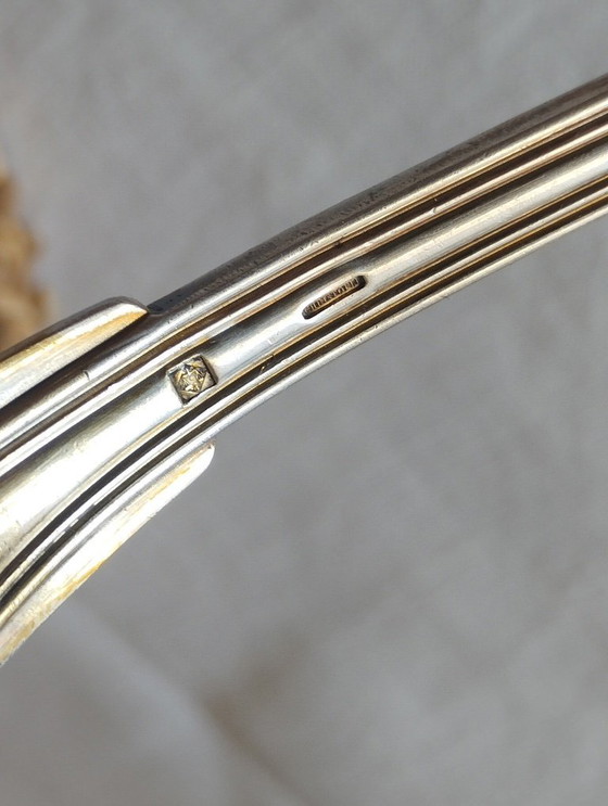 Image 1 of Christofle - Large silver-plated metal sprinkling spoon, filet pattern.