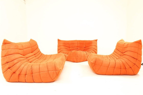 Image 1 of Togo set of 3 pumpkin orange fabric design by Linge Roset 