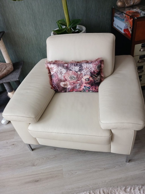 Musterring Ledersessel cremefarben – fauteuils, Leather, Metal
