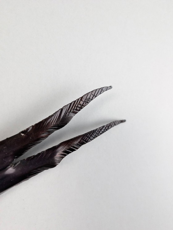 Image 1 of Pair Metal Swallow Wall Sculptures, Signed, 1970s