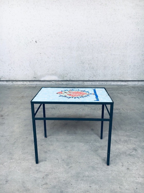 Image 1 of Tavolino laterale vintage con piastrelle a mosaico, Belgio anni '60